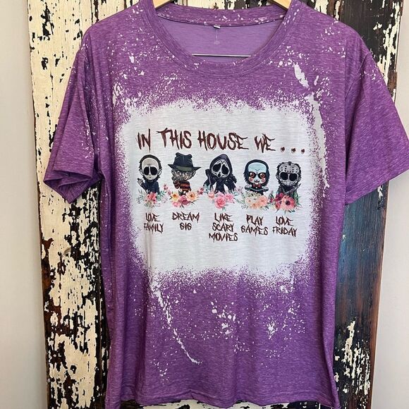 Distressed Halloween funny cartoon Horror Movie characters size XL - Picture 1 of 6